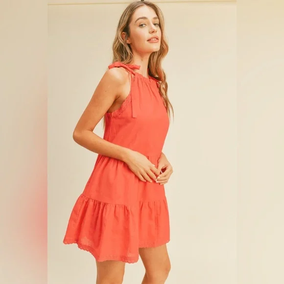 Pinkblush lace trim tiered dress nwot - Picture 3 of 6